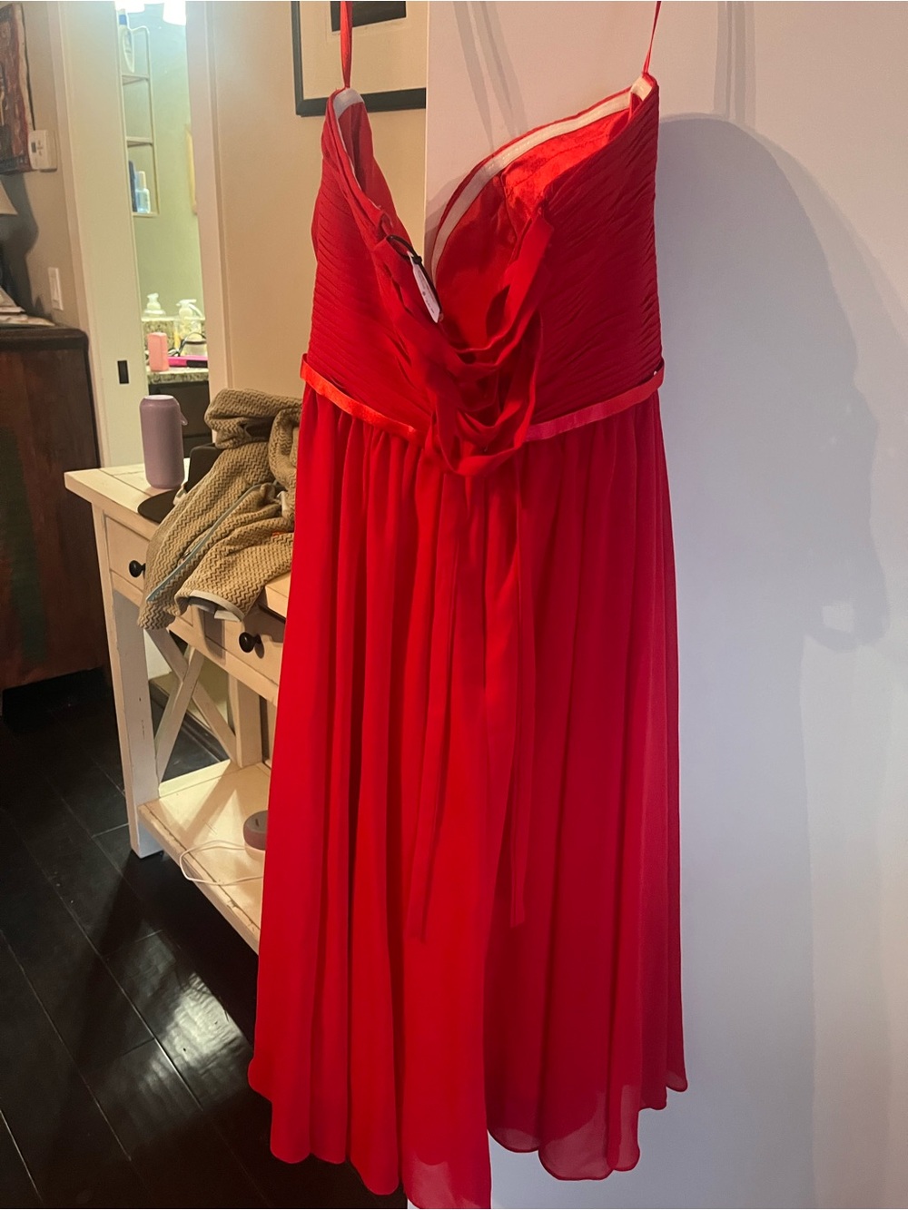 May Queen Red Spaghetti-Strap Midi Dress